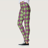 Lila Grün Karo Diamantmuster Leggings (Links)