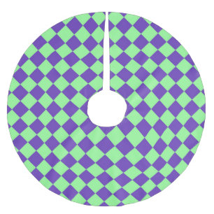 Lila Grün Karo Diamantmuster Polyester Weihnachtsbaumdecke