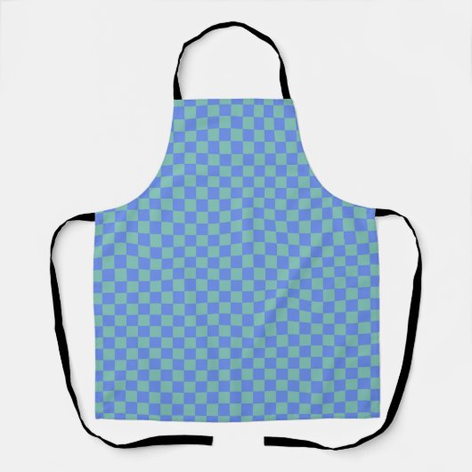 Lila Grün Karo Gingham Muster Schürze (Vorderseite)