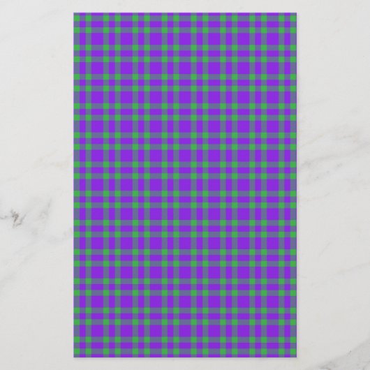 Lila Grün Karomuster Briefpapier (Vorderseite)