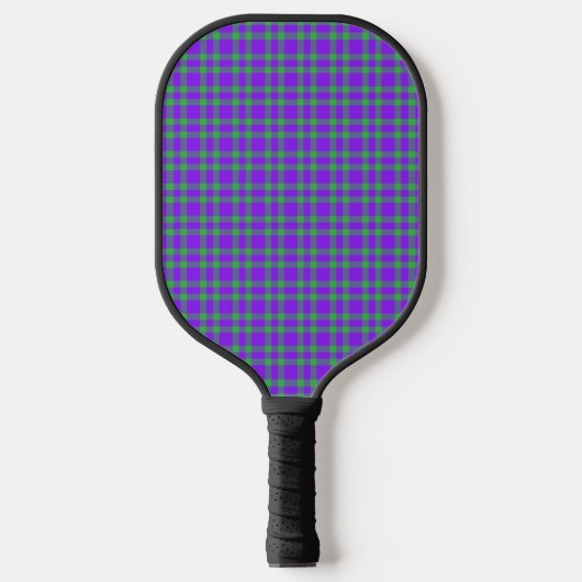 Lila Grün Karomuster Pickleball Schläger (Vorderseite)