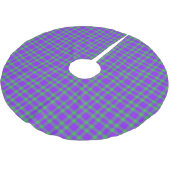Lila Grün Karomuster Polyester Weihnachtsbaumdecke (Schrägansicht)