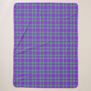 Lila Grün Karomuster Sherpadecke