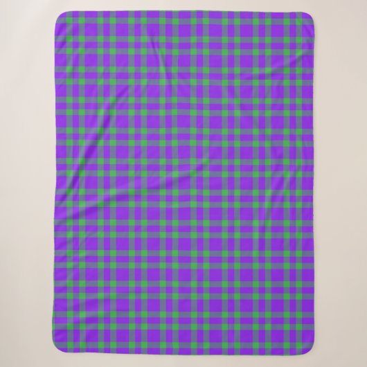 Lila Grün Karomuster Sherpadecke (Vorderseite)