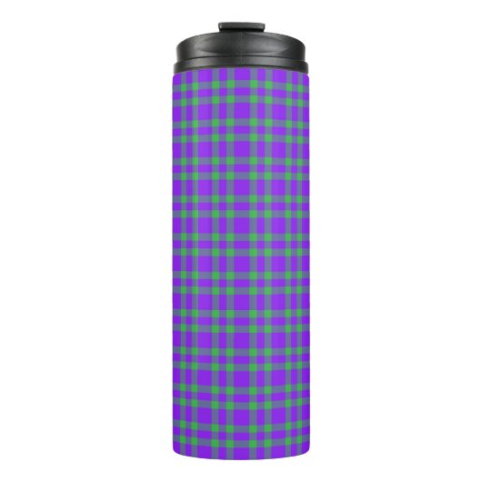 Lila Grün Karomuster Thermosbecher (Vorderseite)