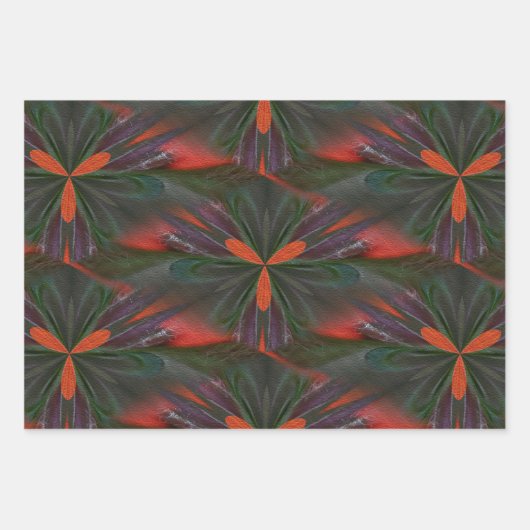 Lila grün-orange Abstraktes Muster Geschenkpapier Set (Vorderseite 3)