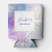 Lila, grün, rosa Blütenfarben Geburtstag Dosenkühler (Vorderseite)