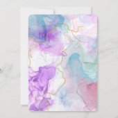 Lila, grün, rosa Blütenfarben Geburtstag Einladung (Rückseite)