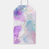 Lila, grün, rosa Blütenfarben Geburtstag Geschenkanhänger (Rückseite)