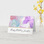 Lila, grün, rosa Blütenfarben Geburtstag Karte (Gelbe Blume)