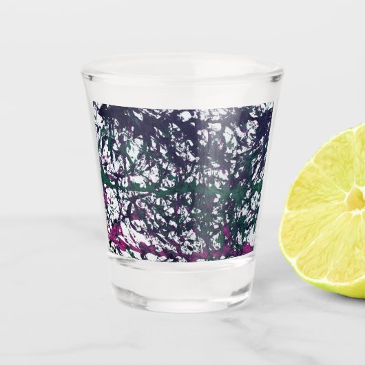 Lila, Grün, Rosa, Marmorkunst Schnapsglas (Vorderseite)