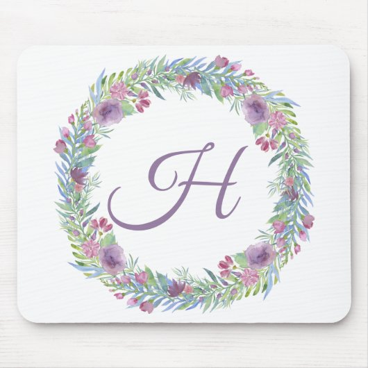 Lila Grün Rosa monogrammierte Initiale Mousepad (Vorne)