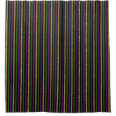Lila, Grün, Schwarz, Faux-Gold-Streifen Mardi Gras Duschvorhang (Vorderseite)