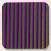 Lila, grün, schwarz, Imitats Gold Streifen Mardi G Getränkeuntersetzer (Vorderseite)