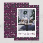 Lila Grün-Ugly-Sweater-Foto Weihnachtskarten Feiertagskarte (Vorne/Hinten)