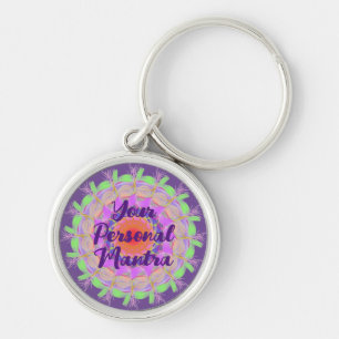 Lila, grün und orange Mandala Mantra Schlüsselanhänger