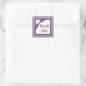 Lila, grün und weiß Quadrat Danke Sticker (Tasche)