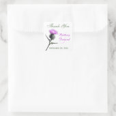 Lila, grün, weiß, 1,5" Hochzeitsaufkleber Quadratischer Aufkleber (Tasche)