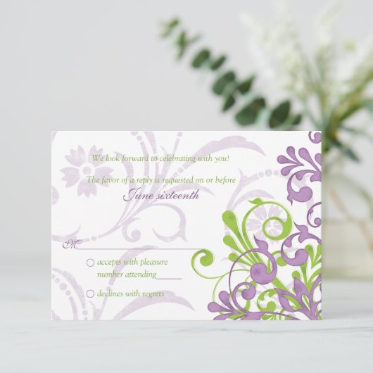 Lila-grün-weiß-Abstrakt-Blumenzwiebeln rsvp (Stehend Vorderseite)