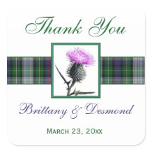 Lila, grün, weißer Tartan-Fleck 1,5" Aufkleber