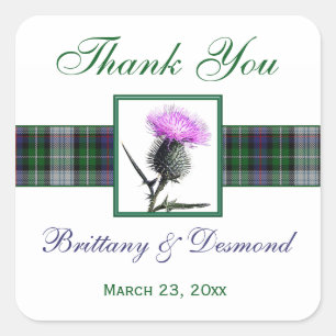 Lila, grün, weißer Tartan-Fleck 1,5" Aufkleber