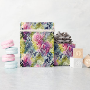 Lila, grüne abstrakte Aquarellmalerei Geschenkpapier