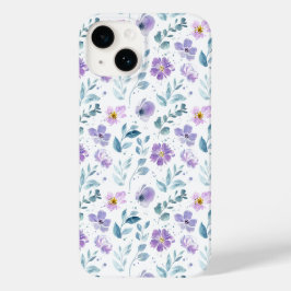 Lila Grüne Aquarell-Wildblume Case-Mate iPhone 14 Hülle