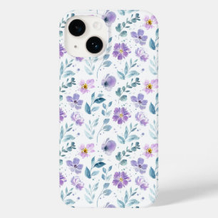 Lila Grüne Aquarell-Wildblume Case-Mate iPhone 14 Hülle