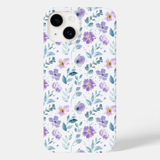 Lila Grüne Aquarell-Wildblume Case-Mate iPhone Hülle (Rückseite)
