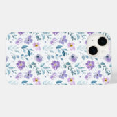 Lila Grüne Aquarell-Wildblume Case-Mate iPhone Hülle (Rückseite (Horizontal))