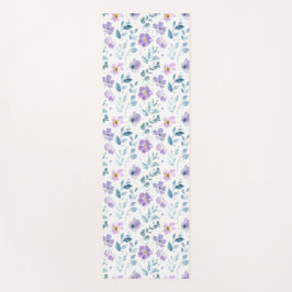 Lila Grüne Aquarell-Wildblume Yogamatte