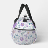 Lila Grüne Aquarell-Wildblumen-Monogramm Duffle Bag (Rechts)