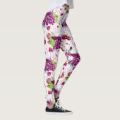 Lila grüne Beige des Weinflaschen-Trauben-Blätter Leggings (Rechts)