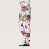 Lila grüne Beige des Weinflaschen-Trauben-Blätter Leggings (Links)