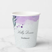 Lila grüne Blätter Pappbecher (Vorderseite)