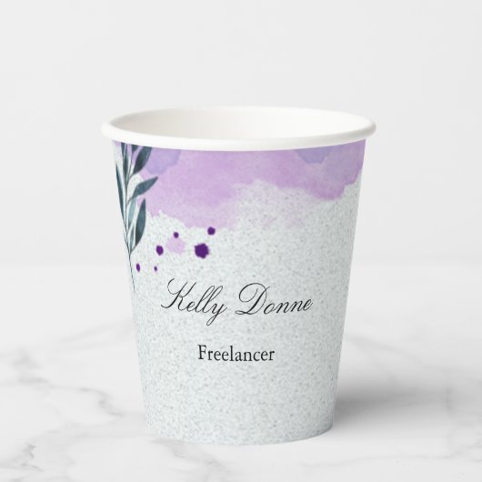 Lila grüne Blätter Pappbecher (Vorderseite)