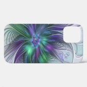 Lila Grüne Blume Abstrakt Art Fraktal Initialen Case-Mate iPhone Hülle (Rückseite (Horizontal))