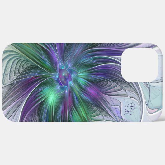 Lila Grüne Blume Abstrakt Art Fraktal Initialen Case-Mate iPhone Hülle (Rückseite / Rechts)
