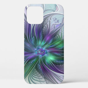 Lila Grüne Blume Abstrakte Kunst Fraktal Initialen Case-Mate iPhone Hülle