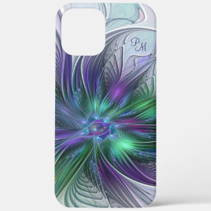 Lila Grüne Blume Abstrakte Kunst Fraktal Initialen Case-Mate iPhone Hülle