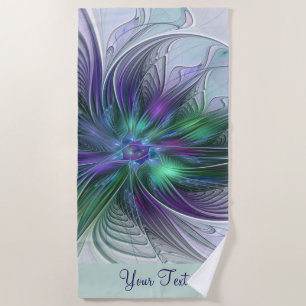 Lila Grüne Blume Abstrakte Kunst Fraktal Name Strandtuch