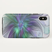 Lila Grüne Blume Abstraktes Fraktal Kunstinitiativ Case-Mate iPhone Hülle (Rückseite (Horizontal))