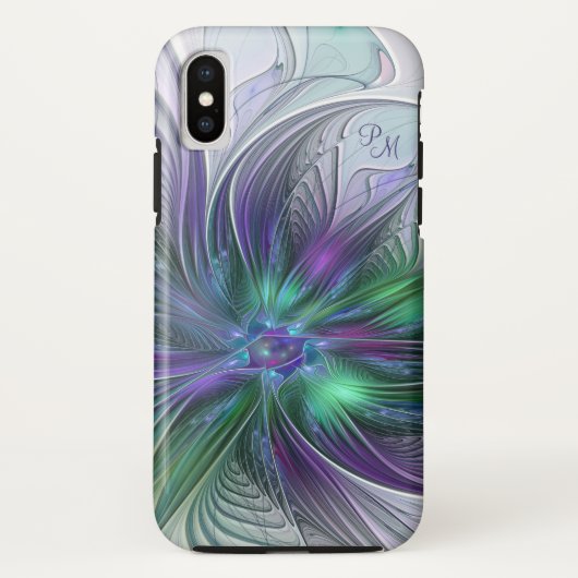 Lila Grüne Blume Abstraktes Fraktal Kunstinitiativ Case-Mate iPhone Hülle (Rückseite)
