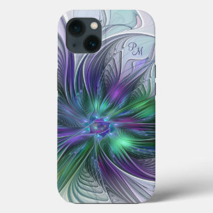 Lila Grüne Blume Abstraktes Fraktal Kunstinitiativ Case-Mate iPhone Hülle