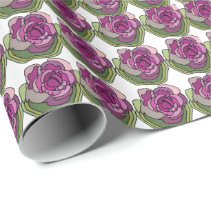 Lila Grüne Blume Floral Geschenkpapier