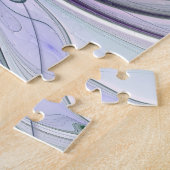 Lila grüne Blume Moderne Abstrakt Art Monogram Puzzle (Seite)