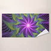 Lila grüne Blume Moderne Abstrakte Fraktal Kunst Badehandtuch (Badehandtuch)