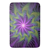 Lila grüne Blume Moderne Abstrakte Fraktal Kunst Badematte (Vorderseite Vertikal)