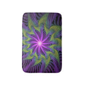 Lila grüne Blume Moderne Abstrakte Fraktal Kunst Badematte (Vorderseite Vertikal)