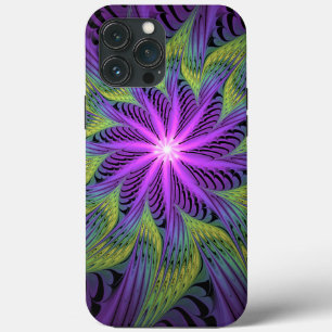 Lila grüne Blume Moderne Abstrakte Fraktal Kunst Case-Mate iPhone Hülle